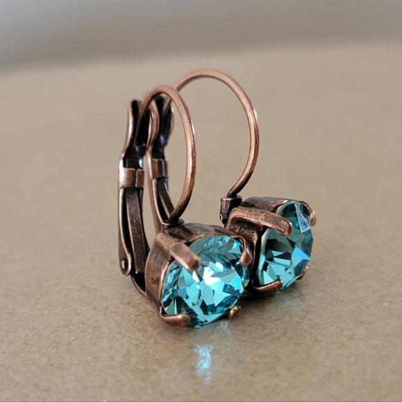 Austrian Crystal Earrings in Antique Copper - Picture 6 of 8